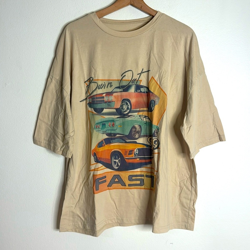 Burn out fast classic muscle cars tshirt oversized - Picture 1 of 10